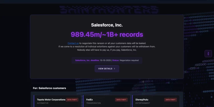 Grupi i hakerëve pretendon vjedhjen e 1 miliardë të dhëna nga bazat e Salesforce